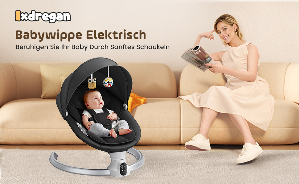 Wippe Mit Bluetooth Musik Elektrische Babywippe Mit Fernbedienung – Schaukelt Dein Baby In Den Schlaf (0-12 Monate) Rosa Baby Schaukel